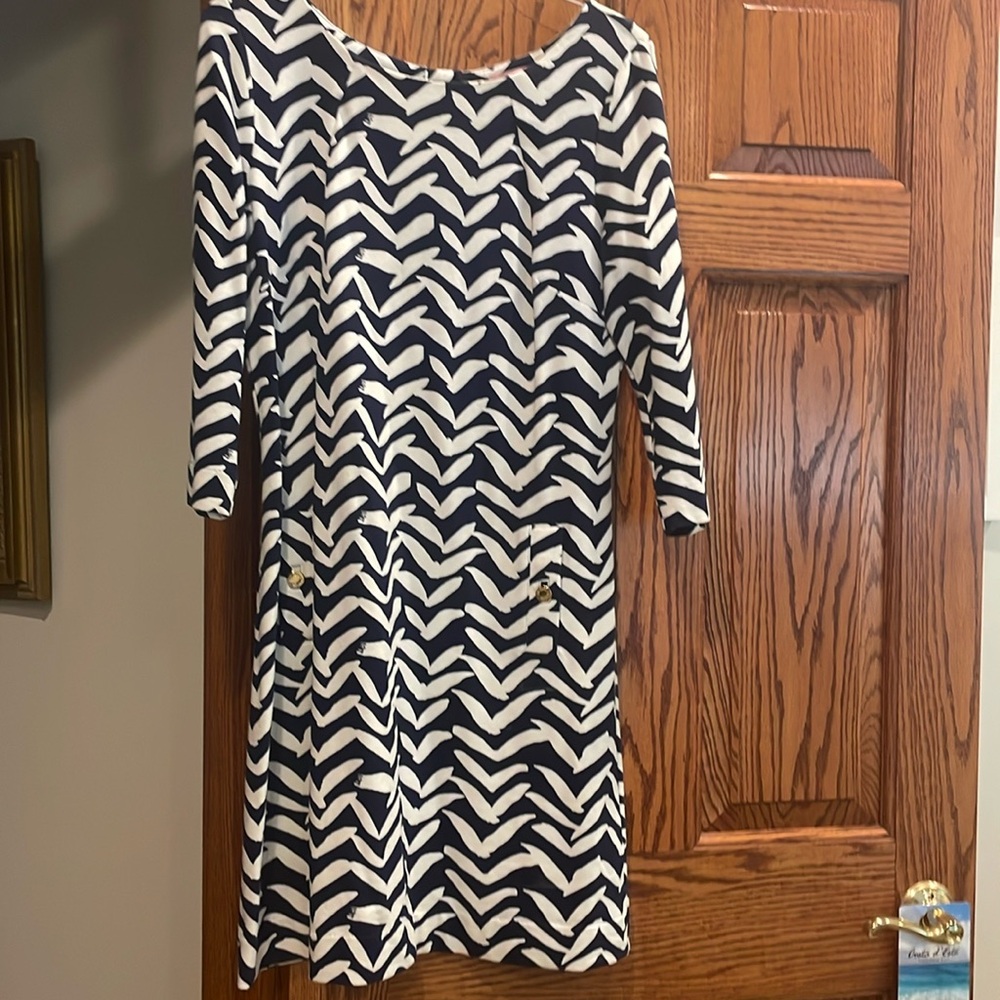 Lilly Pulitzer Navy and White Long Sleeve Dress